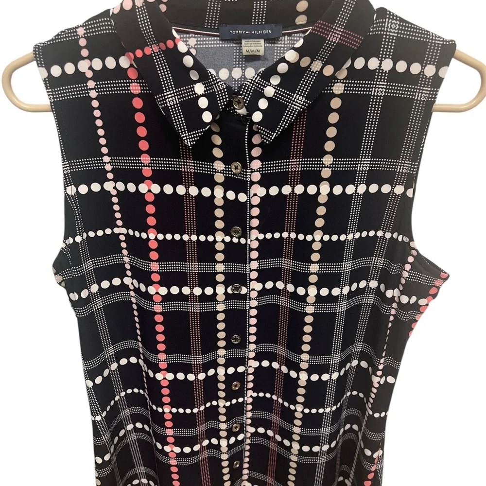 SOLD Tommy Hilfiger Women's Black and Pink Sleeveless Top - Picture 1 of 5